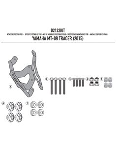 Kit anclajes cupula Yamaha MT-09 Tracer 2015-2017 Givi D2122KIT